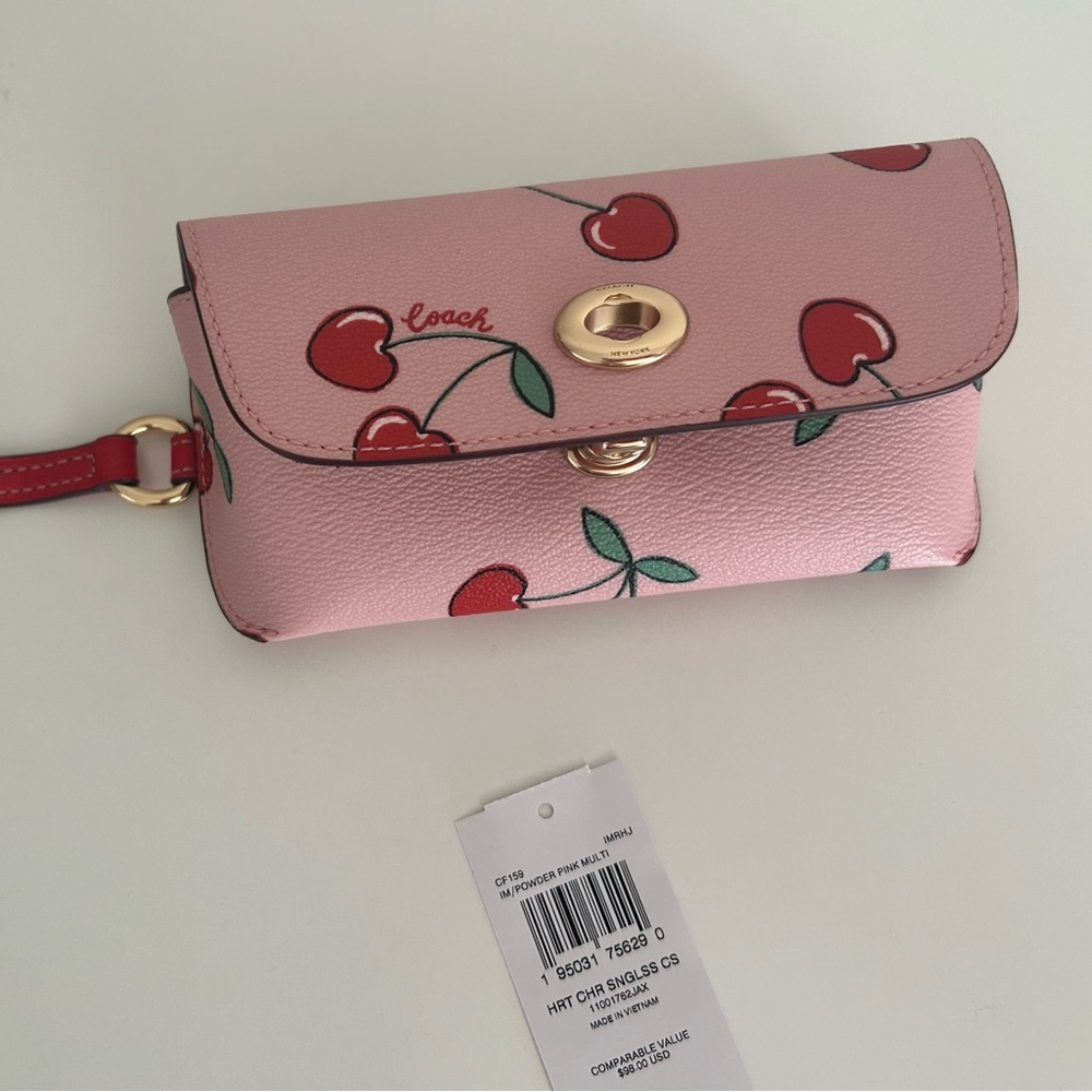 Coach Pink Cherry Print Sunglass case NEW